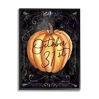 Stupell Industries October 31st Halloween Pumpkin Framed Giclee Art
