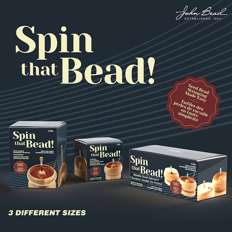 John Bead 4" x 4" Spin that Bead! Wooden Bead Spinner with 2 Needles