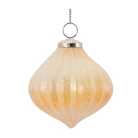 Peach Ribbed Glass Ornament Set