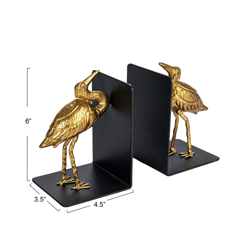 Hello Honey® 6" Gold Decorative Cast Iron Bird Bookends Set
