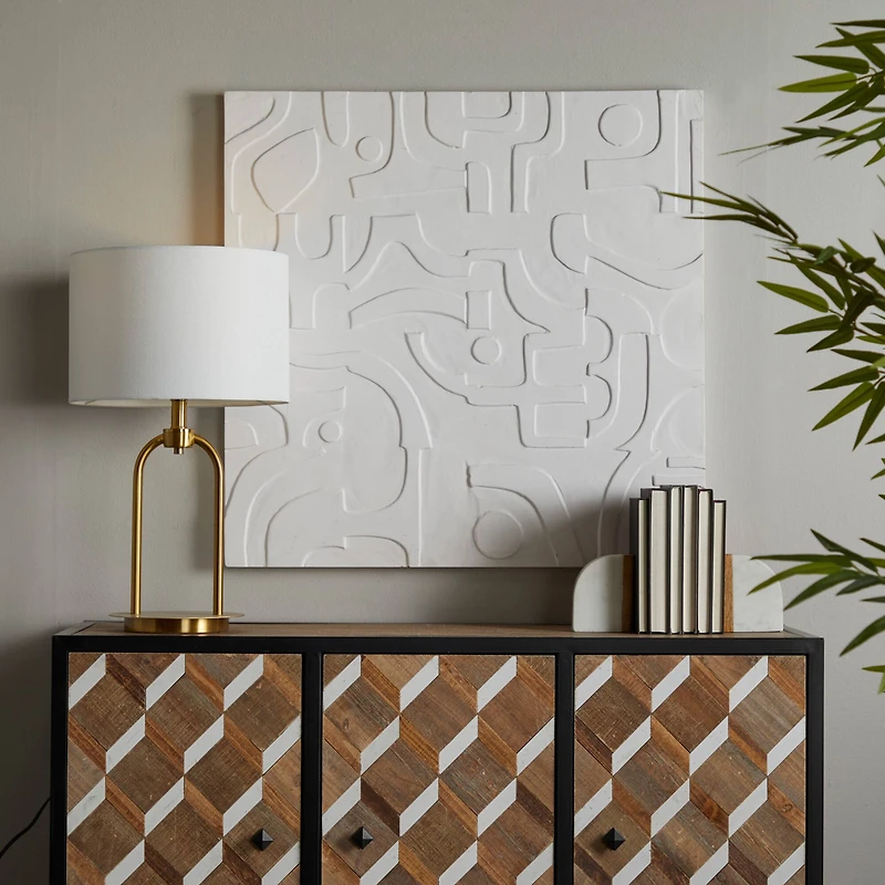 CosmoLiving by Cosmopolitan White Wood Intricately Carved Geometric Wall Decor 32" x 2" x 32"