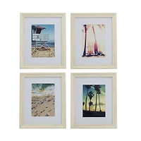 Melannco 4 Pack White Woodgrain 5" x 7" Wall Frames with Mat