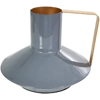 CosmoLiving by Cosmopolitan Blue Metal Abstract Enameled Vase with Geometric Gold Handle Set