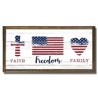Faith, Freedom, Family Framed Wood Plaque