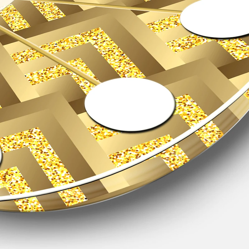 Designart 'Golden Plaid Pattern Mid-Century Modern Wall Clock