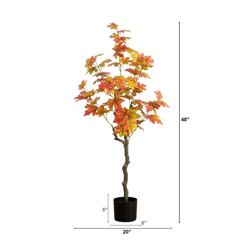 4ft. Orange Autumn Maple Artificial Potted Tree