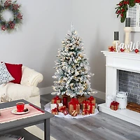 5ft. Pre-Lit Flocked Livingston Fir Pinecones Artificial Christmas Tree with Clear Warm LED Lights