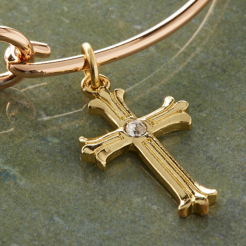 Charmalong™ 14K Gold Plated Crystal Cross Charm by Bead Landing™