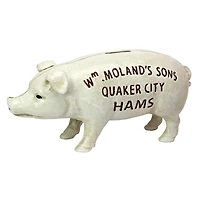 7.5" Quaker City Hams Pig Metal Coin Bank