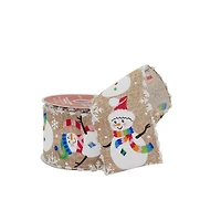 2.5" x 20ft. Snowman Wired Faux Linen Ribbon by Celebrate It®
