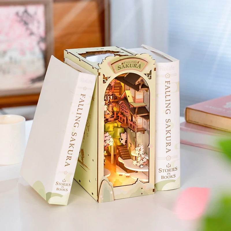 Rolife® Falling Sakura DIY Book Nook Shelf Insert Kit