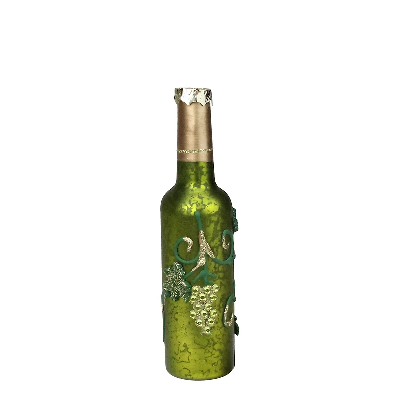 6" Green & Silver Mercury Finish Wine Bottle Ornament