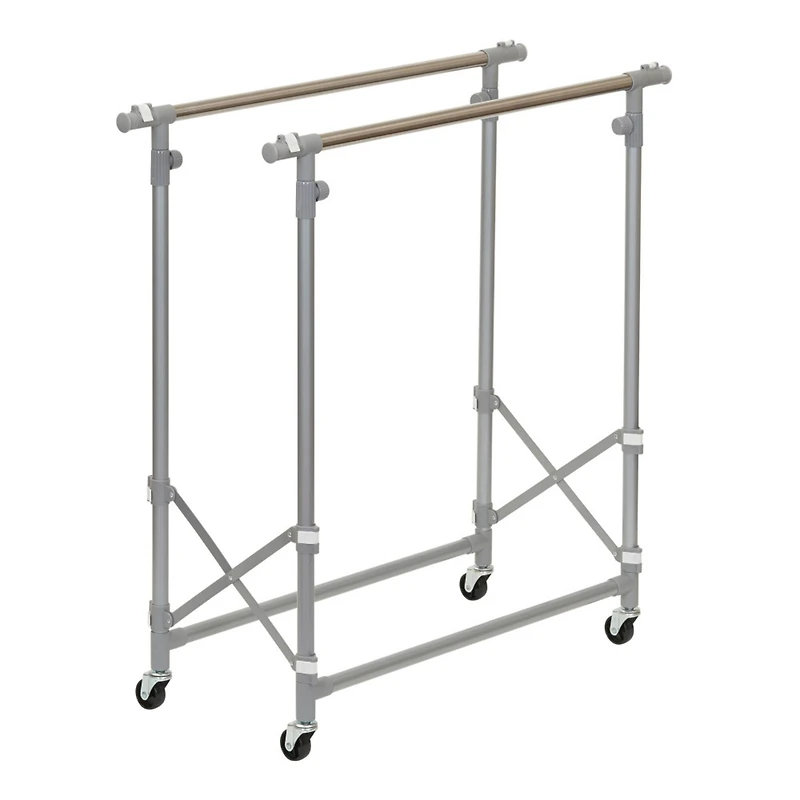 Household Essentials 62" Folding Double Garment Rack with Wheels