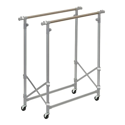 Household Essentials 62" Folding Double Garment Rack with Wheels