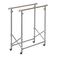 Household Essentials 62" Folding Double Garment Rack with Wheels