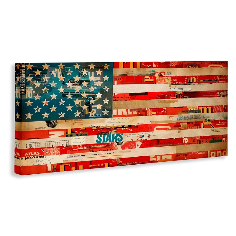 Stupell Industries Patriotic Collaged Flag Canvas Wall Art