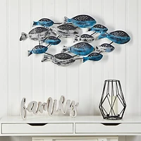 3ft. x 1.5ft. Coastal Fish Metal Wall Art Decor
