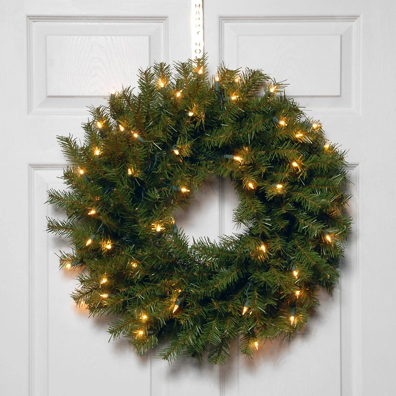 24" Norwood Fir Wreath With Warm White LED Lights