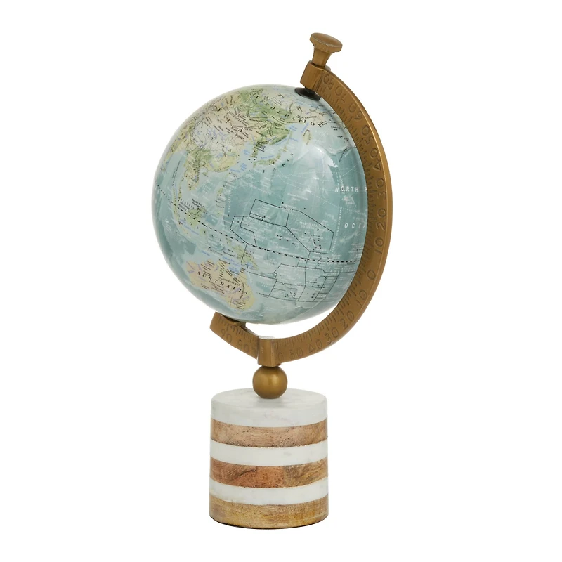 16" Blue Ceramic & Metal Coastal Globe