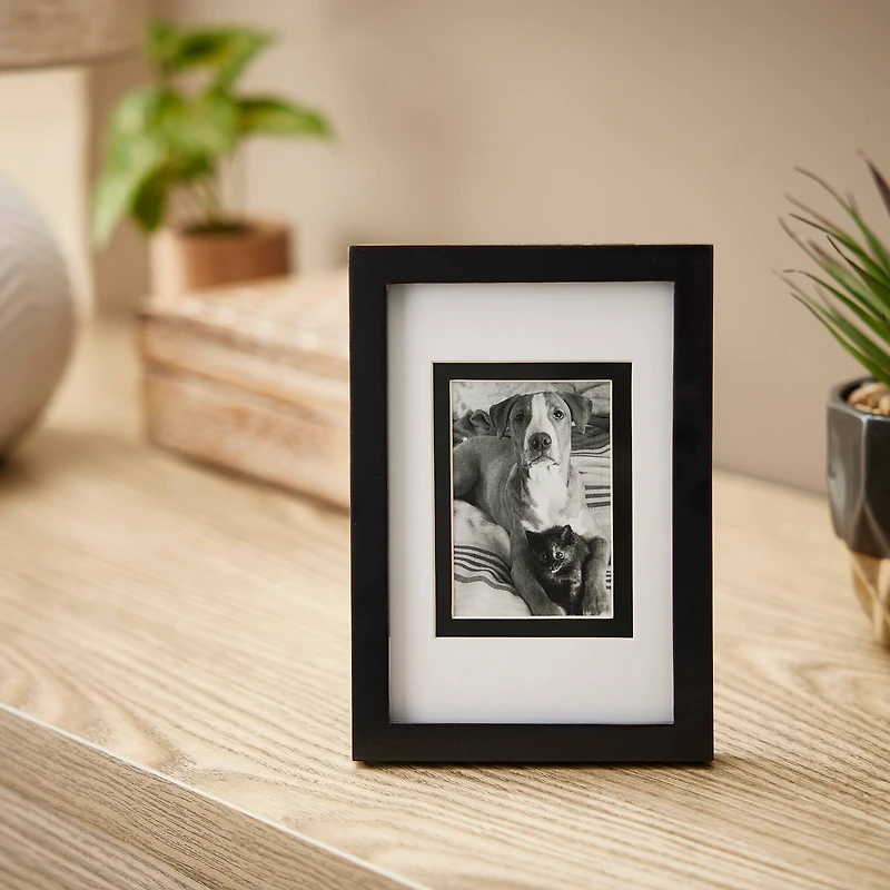 Simply Essentials™ Black Linear Frame with Double Mat by Studio Décor