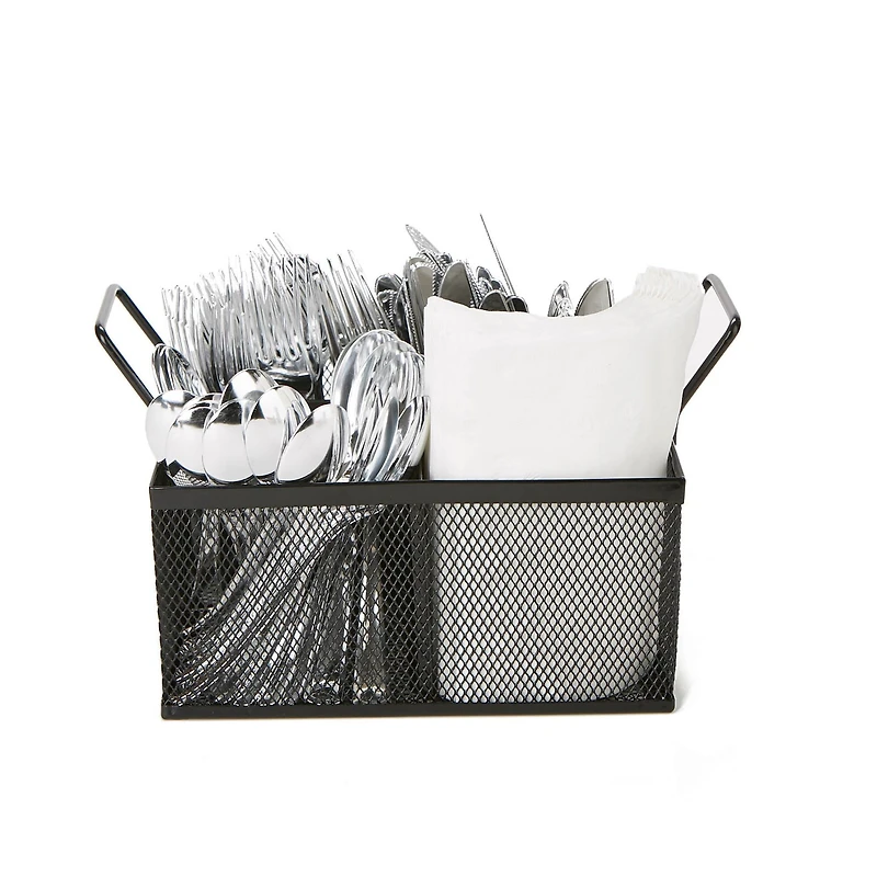 Mind Reader Black 4-Section Metal Mesh Storage Caddy
