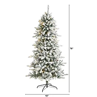 6.5ft. Pre-Lit Flocked Livingston Fir Pinecones Artificial Christmas Tree with Clear Warm LED Lights