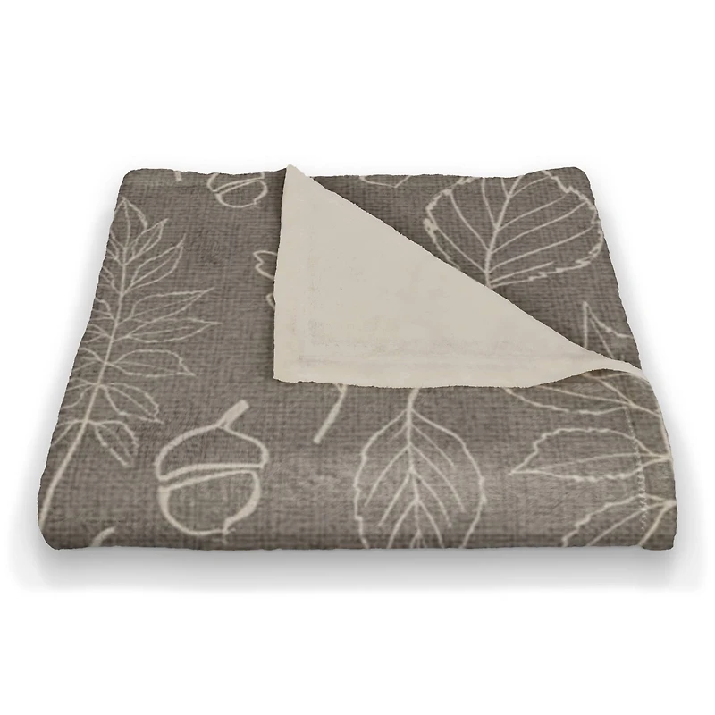 Fall Leaf Patterned Coral Fleece Blanket