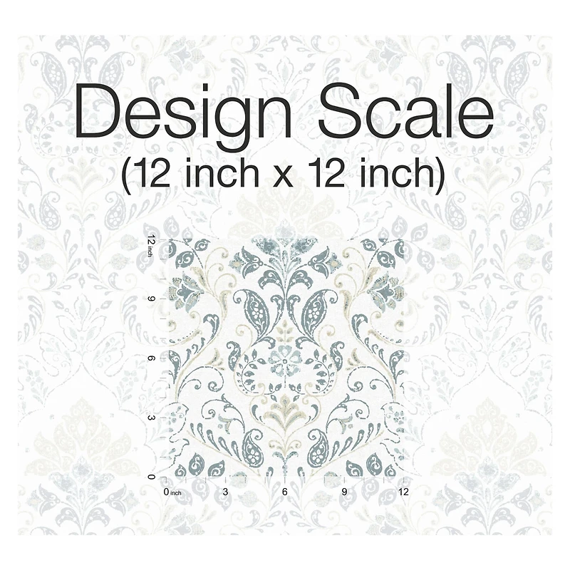RoomMates White & Blue Persian Damask Peel & Stick Wallpaper