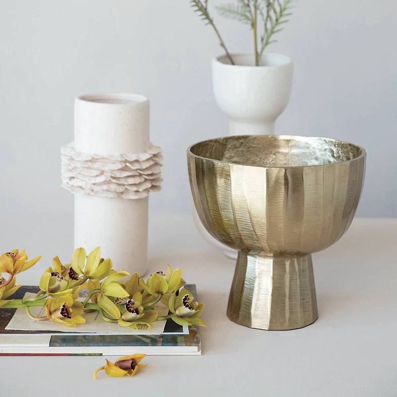 Hello Honey® 8.5" Gold Aureate Creased Metal Planter