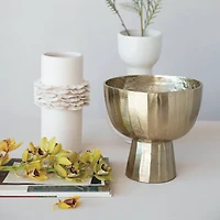 Hello Honey® 8.5" Gold Aureate Creased Metal Planter
