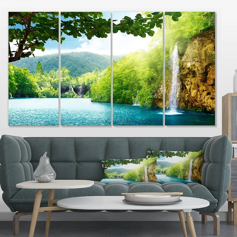 Designart - Waterfall in Deep Forest