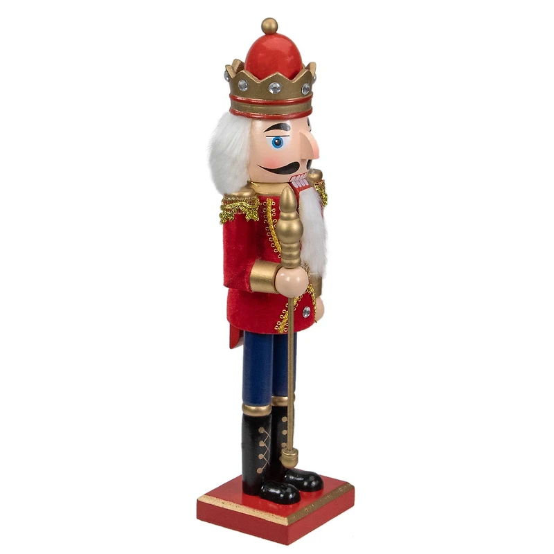 14" Wooden Nutcracker King with Scepter