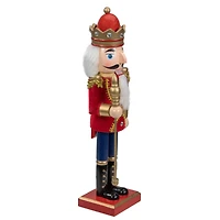 14" Wooden Nutcracker King with Scepter