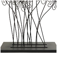 40" Black Metal Floral Sculpture with Crystal Embellishments