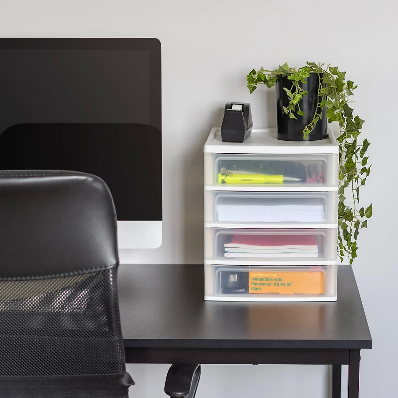 IRIS White 4-Drawer Desktop-Storage Unit