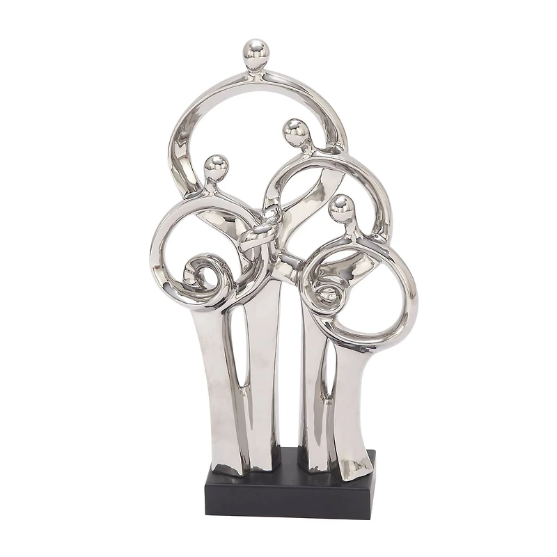 21" Silver Porcelain Family Sculpture