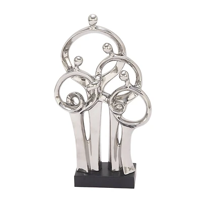 21" Silver Porcelain Family Sculpture