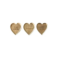 Hello Honey® 3.75" Decorative Brass Heart-Shaped Dish with Sayings Set