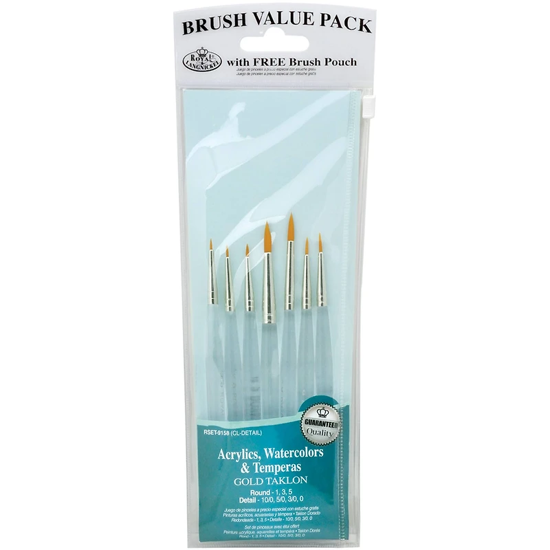 Gold Taklon Detail Value Pack Brush Sets, 7ct.