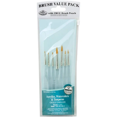 Gold Taklon Detail Value Pack Brush Sets, 7ct.