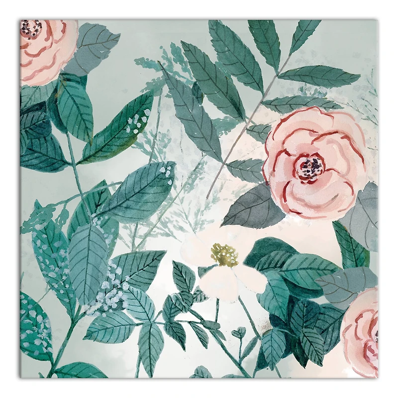 Green & Pink Botanical Canvas Wall Art