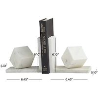 CosmoLiving by Cosmopolitan 6" White Marble Cube Geometric Bookends Set