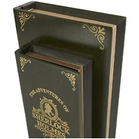 Green Wooden Sherlock Holmes Storage Faux Book Box Set