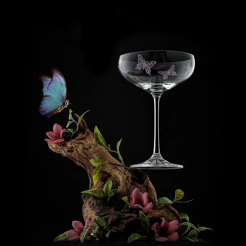 JoyJolt® 14oz. Meadow Butterfly Crystal Martini Glass Set, 2ct.