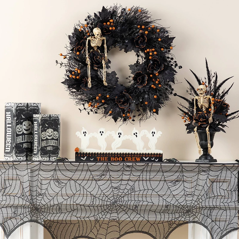 Glitzhome® 18"L Halloween Wooden & Metal White Ghost Silhouette Countdown Table Sign
