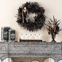 Glitzhome® 18"L Halloween Wooden & Metal White Ghost Silhouette Countdown Table Sign