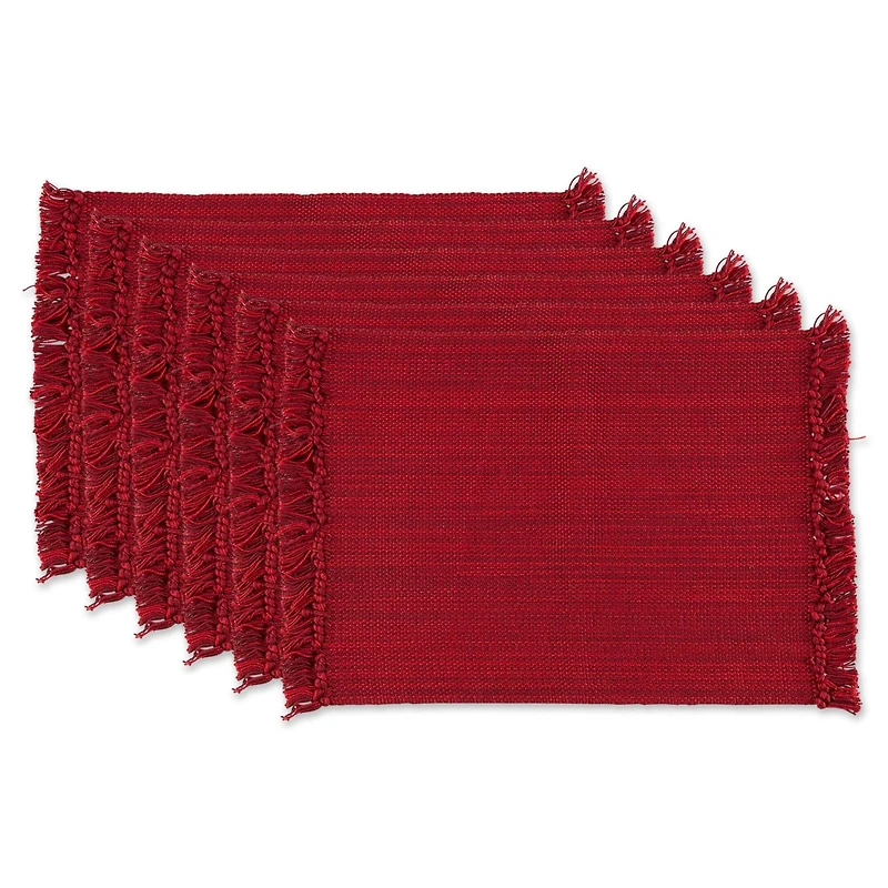 DII® Variegated Redwood Fringe Placemats, 6ct.