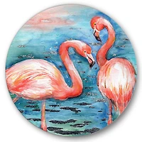 Designart - Pink Flamingos In Blue Water I