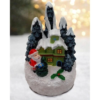 Wizardi 2.15" x 2.95" Christmas Village Festive House with Santa