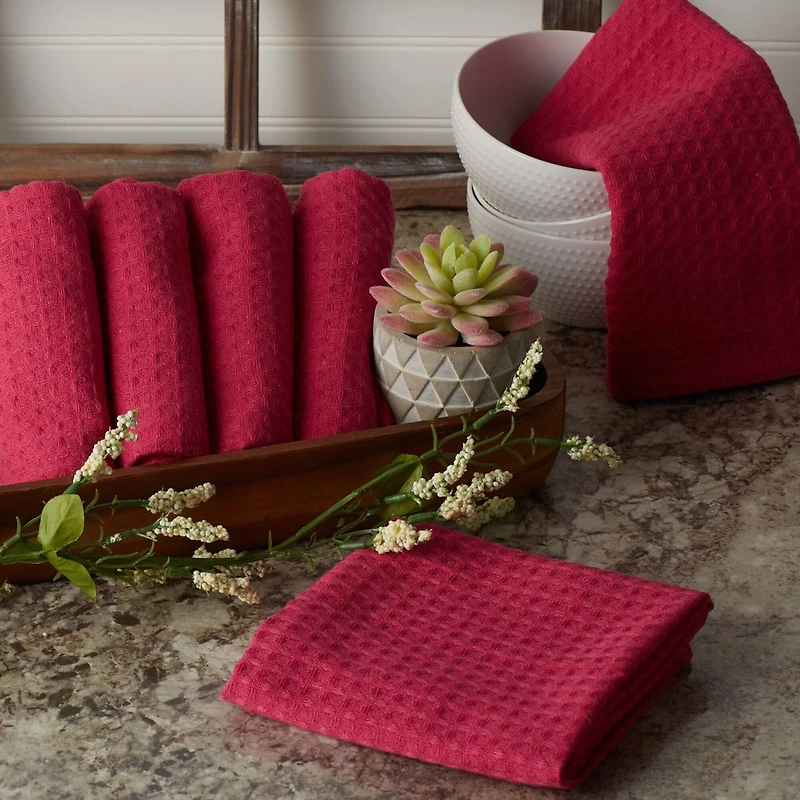 DII® Pink Recycled Cotton Waffle Dish Towels, 6ct.